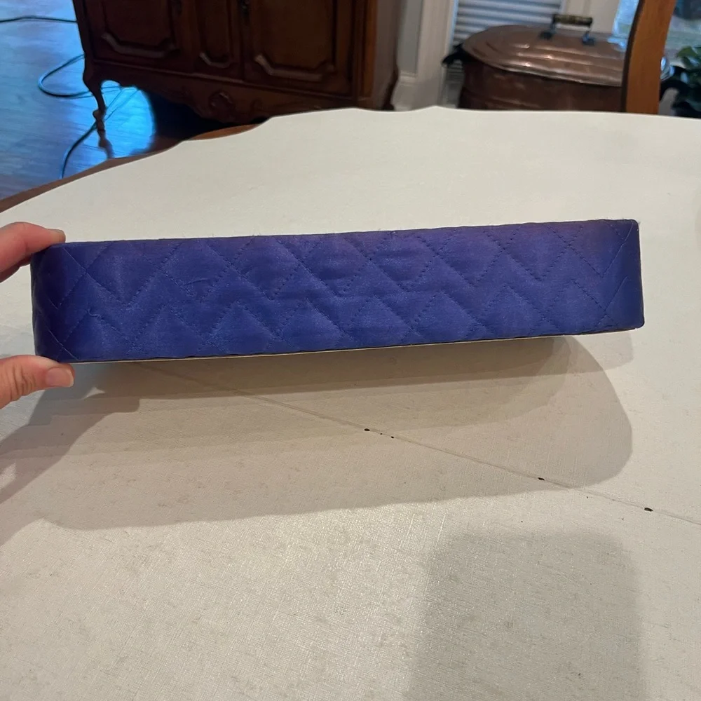 Vintage purpley-blue satin quilted drawer organizer. So retro!
